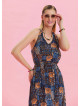 V Neck Slit Blue Casual Dress 4644